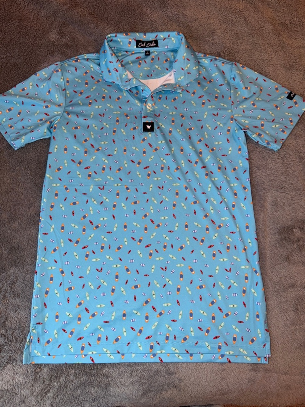 Bad Birdie boys golf Light Blue kayak Print Polo